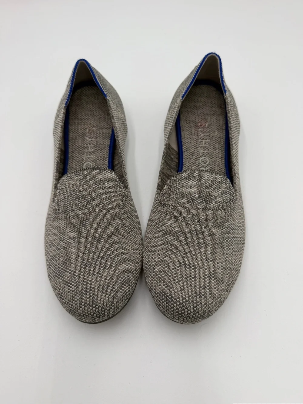 Rothy’s Women’s Size 8 Gray Knit Loafers Flats Blue Stripe Washable Shoes